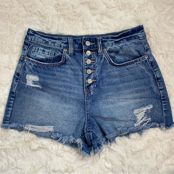 YMI Dream Authentic Denim Shorts Size 7/28 Distressed Y2K Jean Shorts Summer - Picture 1 of 9
